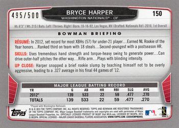 2013 Bowman - Blue #150 Bryce Harper Back