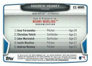 2013 Bowman - Chrome Cream of the Crop Mini Refractors #CC-MM5 Andrew Heaney Back