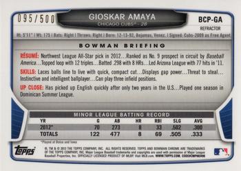 2013 Bowman - Chrome Prospect Autographs Refractors #BCP-GA Gioskar Amaya Back