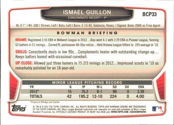 2013 Bowman - Chrome Prospects #BCP33 Ismael Guillon Back