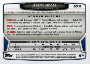 2013 Bowman - Chrome Prospects #BCP34 Jeremy Moore Back