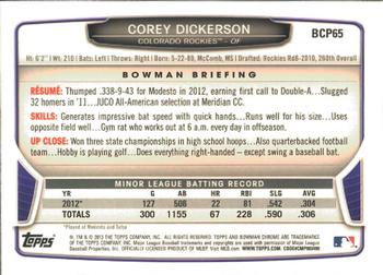 2013 Bowman - Chrome Prospects #BCP65 Corey Dickerson Back