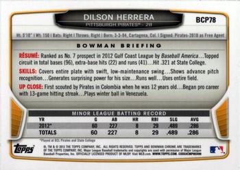 2013 Bowman - Chrome Prospects #BCP78 Dilson Herrera Back