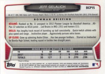 2013 Bowman - Chrome Prospects #BCP15 Jeff Gelalich Back