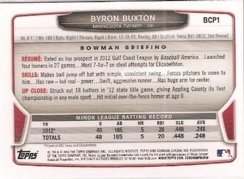 2013 Bowman - Chrome Prospects #BCP1 Byron Buxton Back
