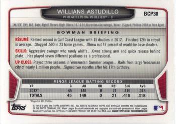 2013 Bowman - Chrome Prospects #BCP30 Willians Astudillo Back
