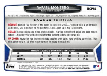 2013 Bowman - Chrome Prospects #BCP50 Rafael Montero Back