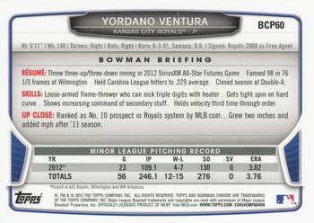 2013 Bowman - Chrome Prospects #BCP60 Yordano Ventura Back