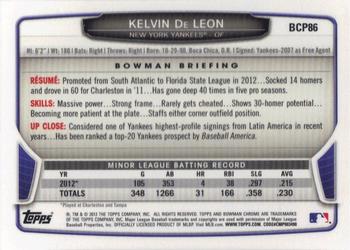 2013 Bowman - Chrome Prospects #BCP86 Kelvin De Leon Back