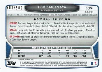 2013 Bowman - Chrome Prospects Refractors #BCP4 Gioskar Amaya Back