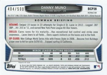 2013 Bowman - Chrome Prospects Refractors #BCP28 Danny Muno Back