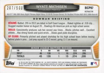 2013 Bowman - Chrome Prospects Refractors #BCP87 Wyatt Mathisen Back
