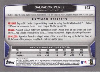 2013 Bowman - Gold #103 Salvador Perez Back