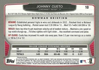 2013 Bowman - Gold #10 Johnny Cueto Back