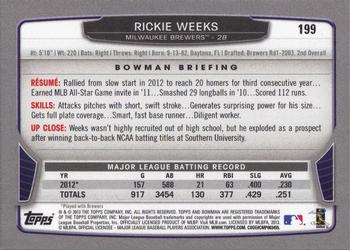 2013 Bowman - Gold #199 Rickie Weeks Back