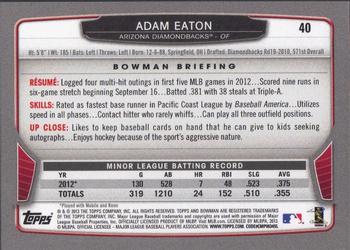 2013 Bowman - Gold #40 Adam Eaton Back