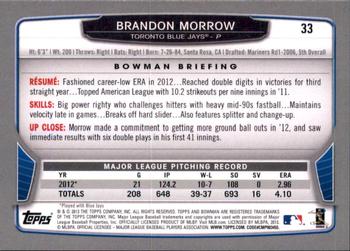 2013 Bowman - Gold #33 Brandon Morrow Back