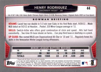 2013 Bowman - Gold #44 Henry Rodriguez Back