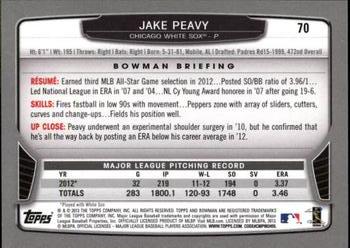 2013 Bowman - Gold #70 Jake Peavy Back