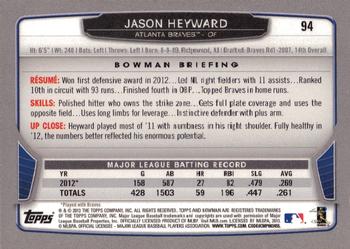 2013 Bowman - Gold #94 Jason Heyward Back