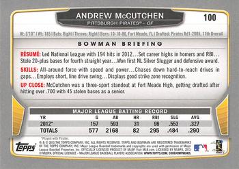 2013 Bowman - Gold #100 Andrew McCutchen Back