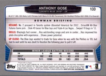 2013 Bowman - Gold #133 Anthony Gose Back