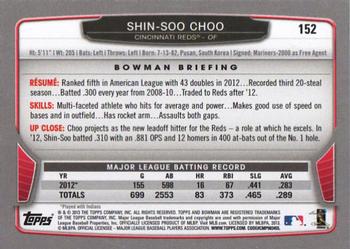 2013 Bowman - Gold #152 Shin-Soo Choo Back