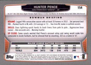 2013 Bowman - Gold #154 Hunter Pence Back