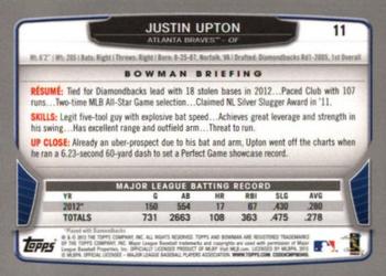 2013 Bowman - Hometown #11 Justin Upton Back