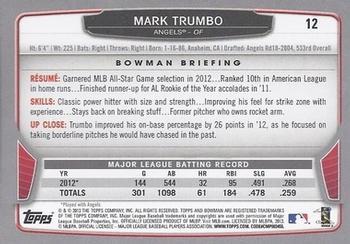 2013 Bowman - Hometown #12 Mark Trumbo Back