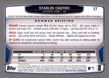 2013 Bowman - Hometown #17 Starlin Castro Back