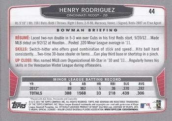 2013 Bowman - Hometown #44 Henry Rodriguez Back