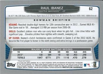 2013 Bowman - Hometown #62 Raul Ibanez Back