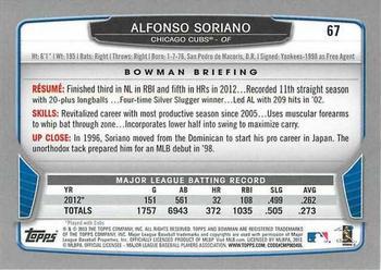 2013 Bowman - Hometown #67 Alfonso Soriano Back