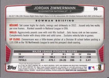 2013 Bowman - Hometown #96 Jordan Zimmermann Back