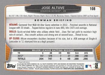 2013 Bowman - Hometown #108 Jose Altuve Back