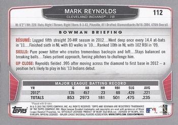 2013 Bowman - Hometown #112 Mark Reynolds Back