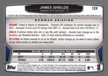 2013 Bowman - Hometown #124 James Shields Back