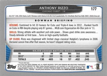 2013 Bowman - Hometown #177 Anthony Rizzo Back