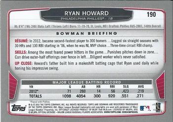 2013 Bowman - Hometown #190 Ryan Howard Back