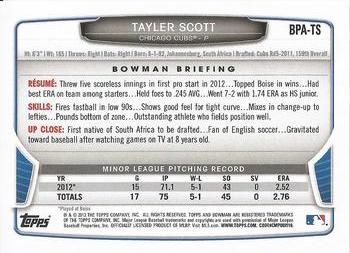 2013 Bowman - Prospect Autographs #BPA-TS Tayler Scott Back