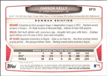 2013 Bowman - Prospects #BP19 Carson Kelly Back