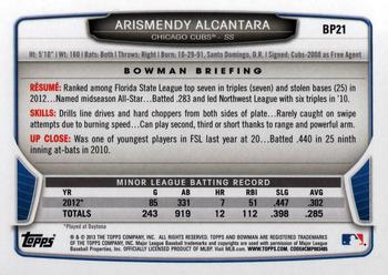 2013 Bowman - Prospects #BP21 Arismendy Alcantara Back