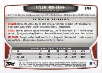 2013 Bowman - Prospects #BP56 Tyler Heineman Back