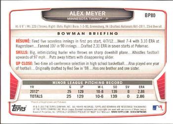 2013 Bowman - Prospects #BP80 Alex Meyer Back