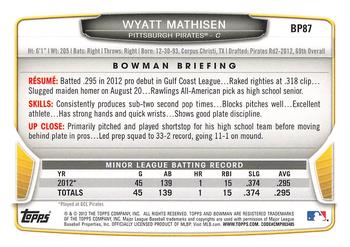 2013 Bowman - Prospects #BP87 Wyatt Mathisen Back