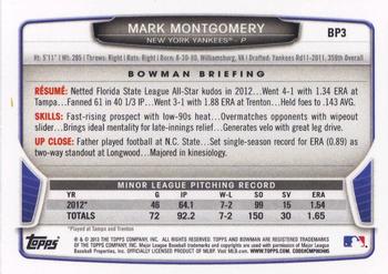 2013 Bowman - Prospects #BP3 Mark Montgomery Back