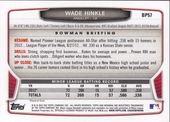 2013 Bowman - Prospects #BP57 Wade Hinkle Back