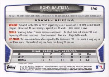 2013 Bowman - Prospects #BP90 Rony Bautista Back