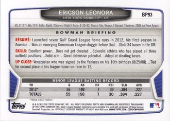 2013 Bowman - Prospects #BP93 Ericson Leonora Back